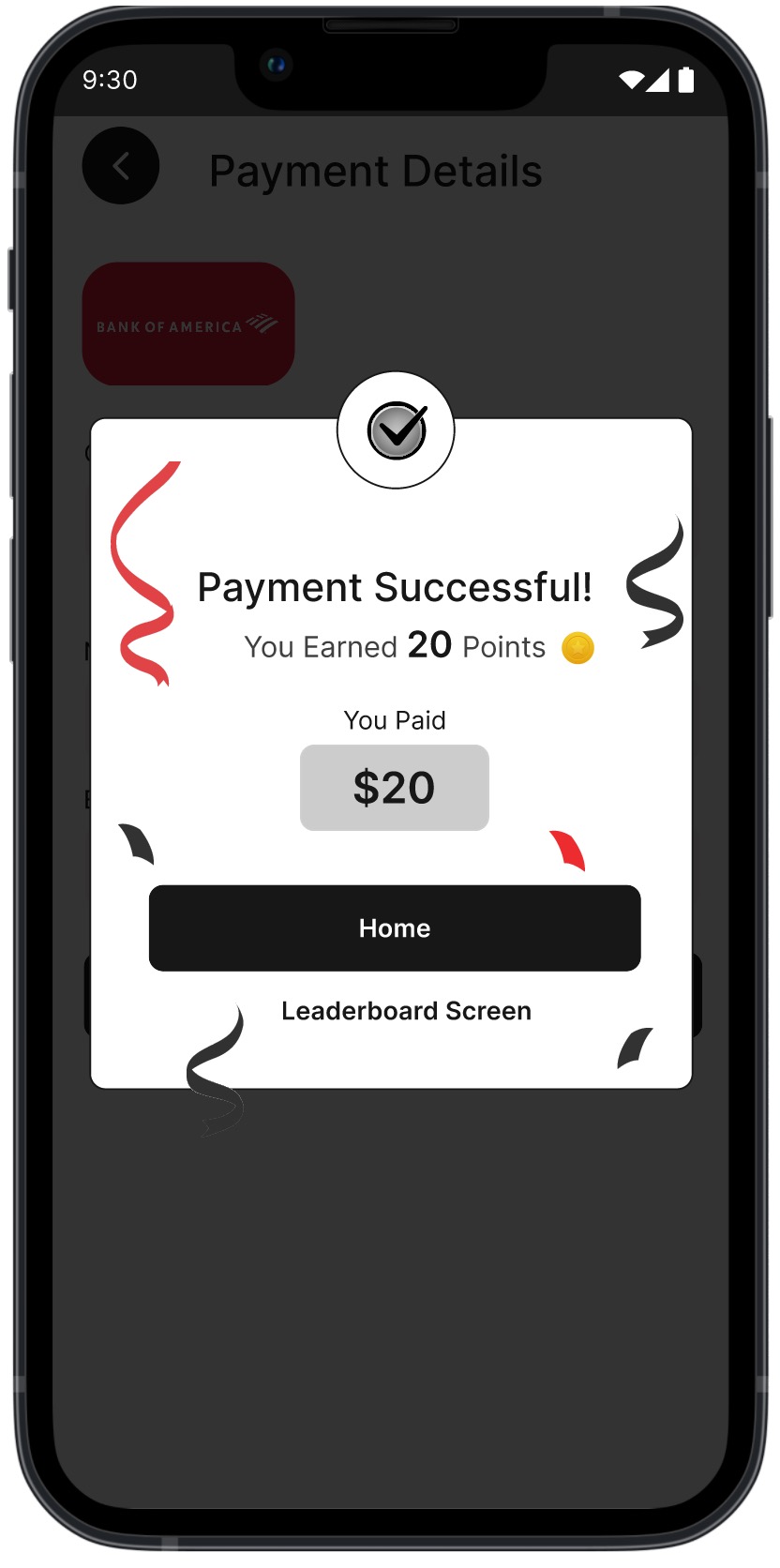Purpose Payment payment success screen
